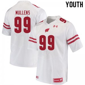 Youth Wisconsin Badgers NCAA #99 Isaiah Mullens White Authentic Under Armour Stitched College Football Jersey KS31G76QZ